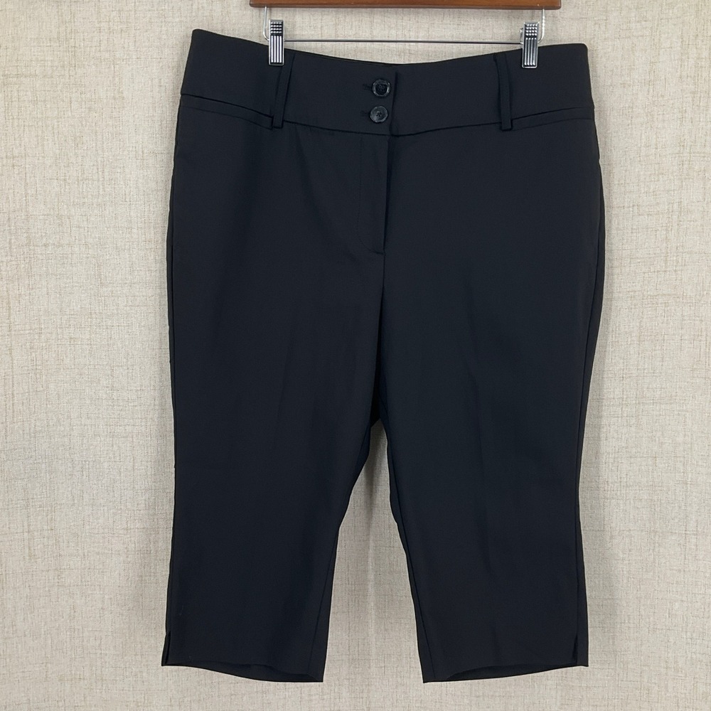 Lane Bryant Black Capri Pants Womens 14P Petite Cropped Career Stretch Preppy